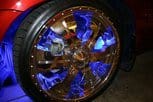 Flexible LED Strips Three 9.5" blue LED strips behind each wheel.