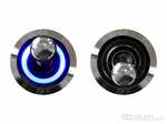 On Off LED Toggle Switch - Silver Housing With Blue LED Ring